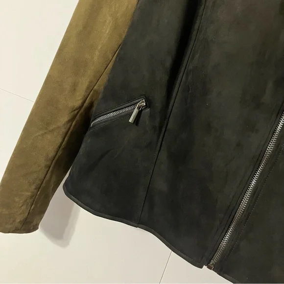 Kut from the Kloth Black and Brown Zip Polyester Suede Woman’s M Stylish Jacket - Picture 5 of 12